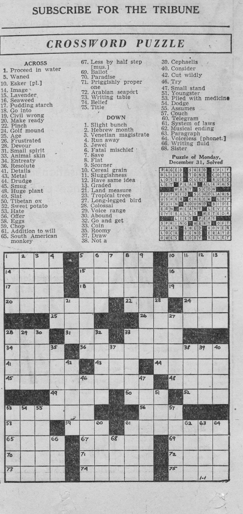 1/1/1946 Chicago Tribune Crossword Puzzle | Vintage Chicago | Printable Sudoku Chicago Tribune