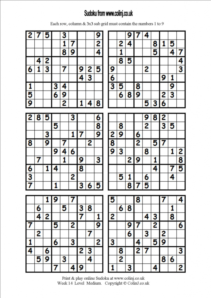 11 Best Photos Of Print Sudoku 6 - Medium Printable Sudoku 4 Per | Printable Sudoku 4 Per Page Easy