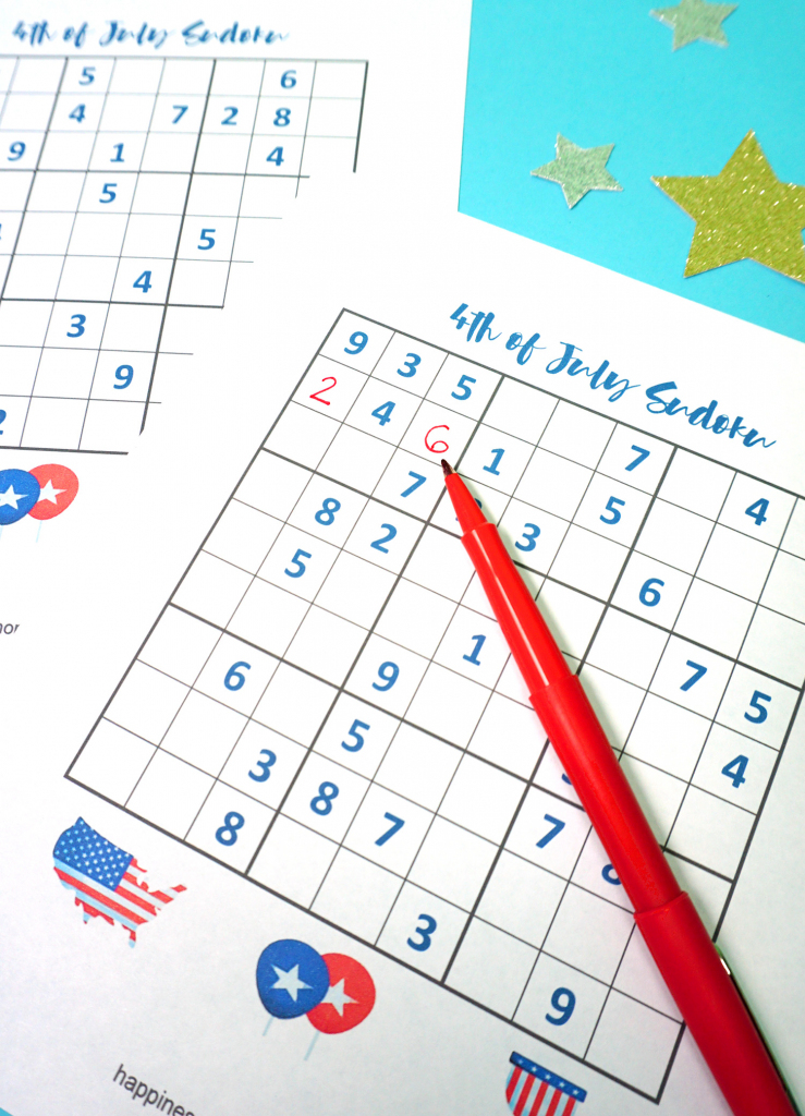 4Th Of July Printable Sudoku Puzzles + Logic Puzzle - Happiness Is | Printable Sudoku Memory