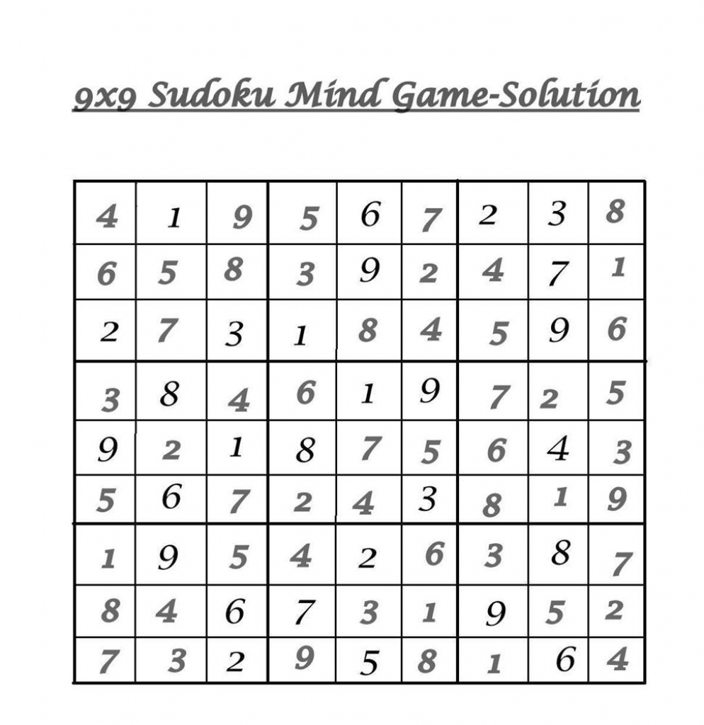 9X9 Sudoku 5 - Solution | 9 X 9 Sudoku Printable