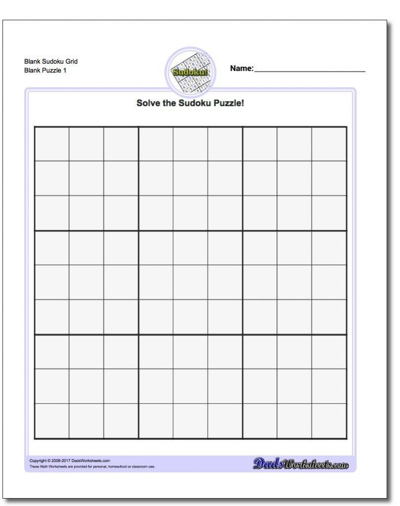 Blank Sudoku Grid Math Worksheets Sudoku Puzzles Math Printable Sudoku Sheets Blank