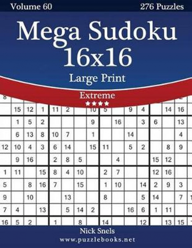 Bol | Mega Sudoku 16X16 Large Print - Extreme - Volume 60 - 276 | Printable Sudoku 16X16 Numbers Only