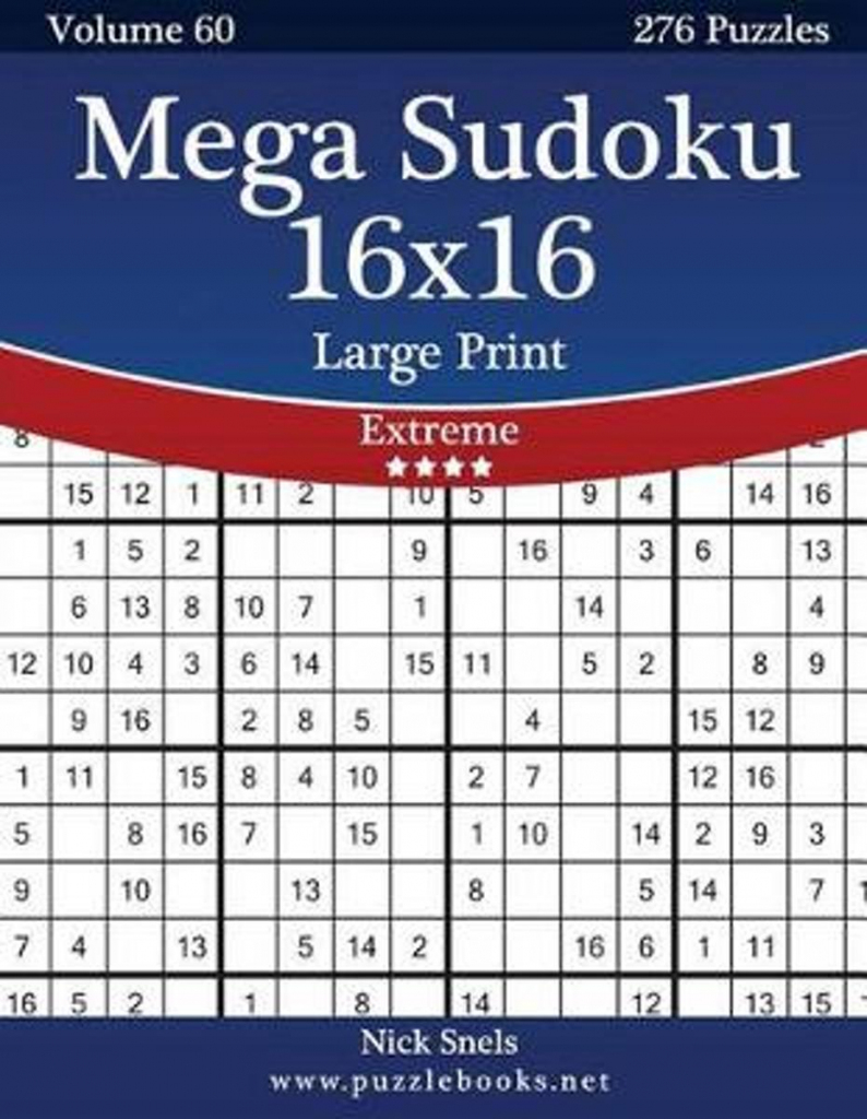 Bol | Mega Sudoku 16X16 Large Print - Extreme - Volume 60 - 276 | Printable Sudoku 16X16 Numbers