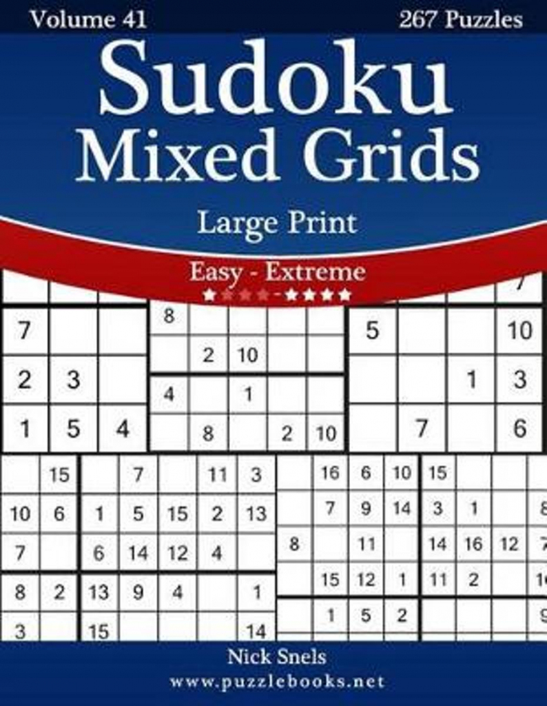 Bol | Sudoku Mixed Grids Large Print - Easy To Extreme - Volume | Printable Sudoku 16X16 Easy