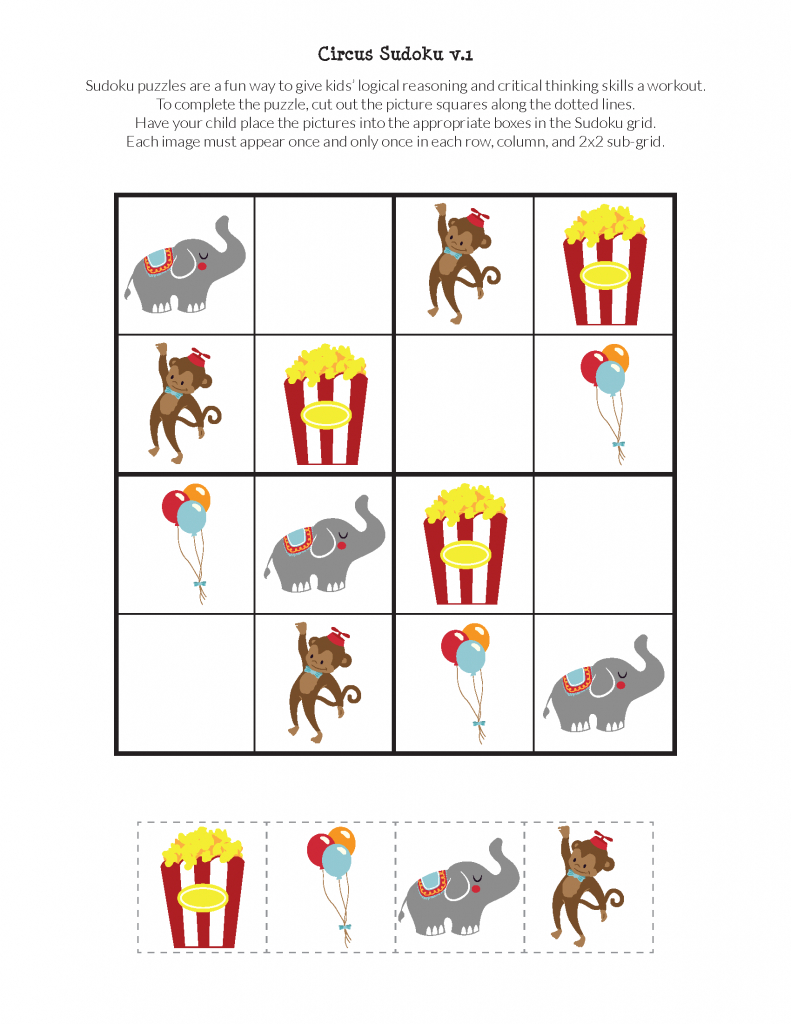 Circus Sudoku {Free Printables} - Gift Of Curiosity | Printable Sudoku Puzzles Hard Cliparts