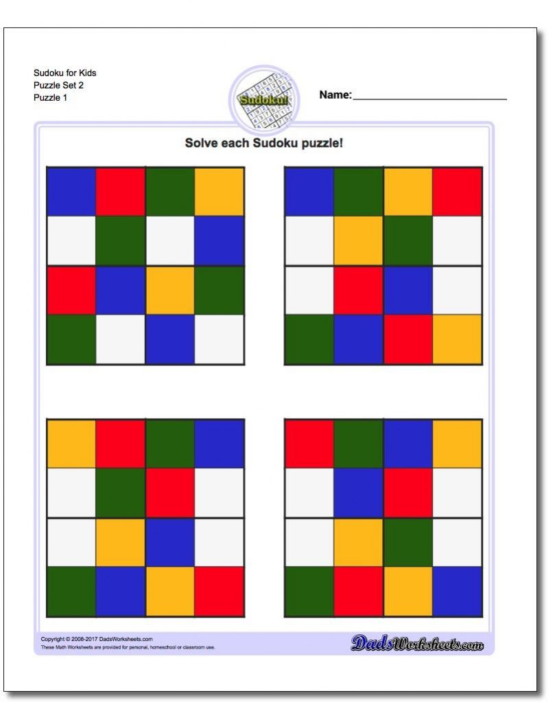 Color Sudoku For Kids Math Worksheets Printable Color Sudoku Printable Sudoku Free
