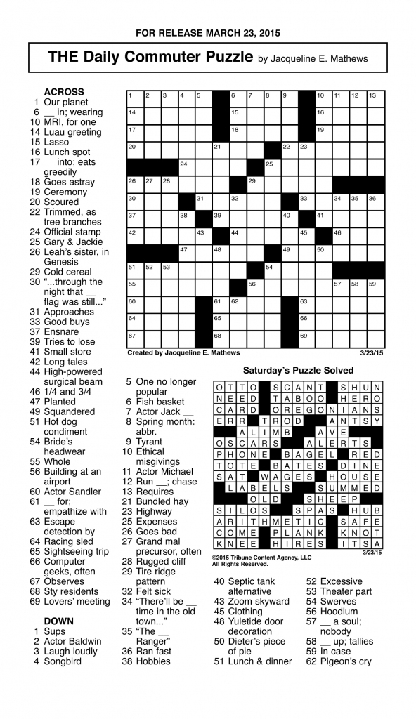 Crosswords Archives | Tribune Content Agency | Printable Sudoku Chicago Tribune