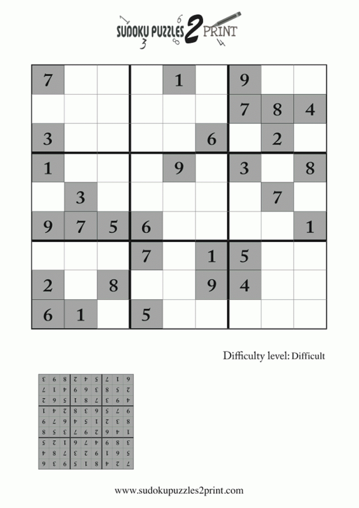 Difficult Sudoku Puzzle To Print 2 | Level 2 Sudoku Printable