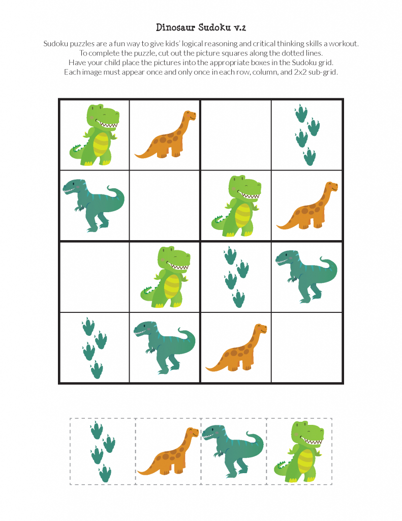 Dinosaur Sudoku Puzzles {Free Printables} | Sudoku | Sudoku Puzzles | Sudoku Junior Printable