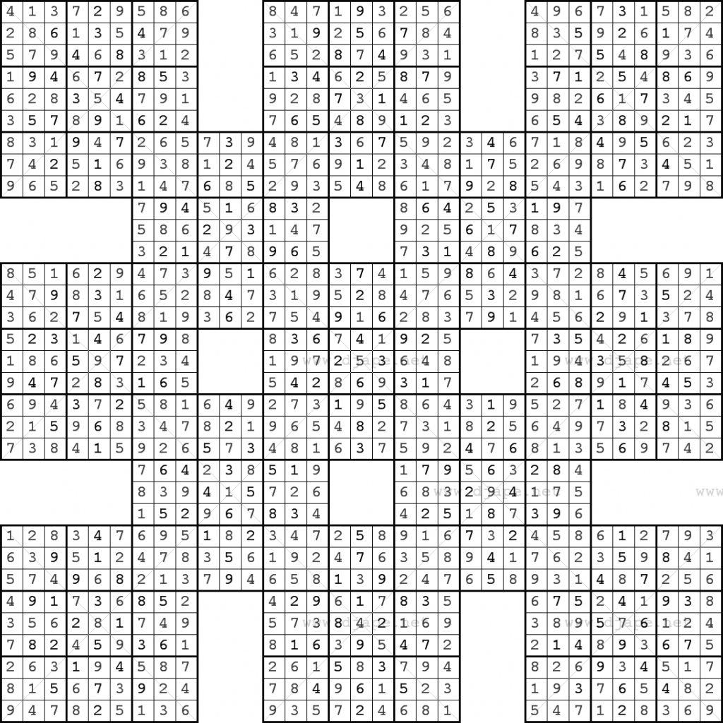 Double Harakiri Sudoku X | Printable Samurai Sudoku Hard