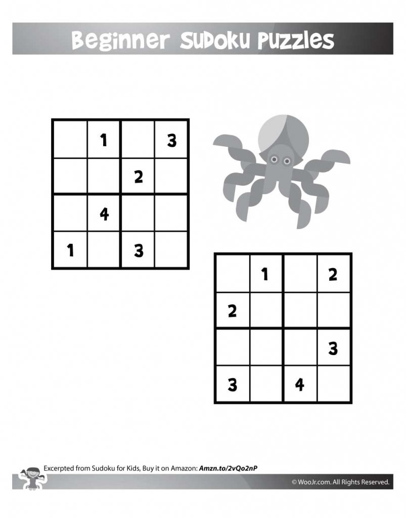 Easy Level 4X4 Sudoku For Kids | Woo! Jr. Kids Activities | Printable Sudoku Worksheets 4X4
