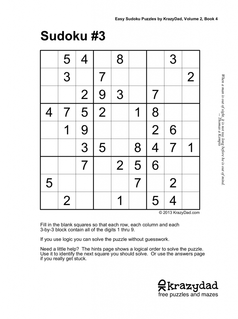 Easy Sudoku Printable - Canas.bergdorfbib.co | Printable Sudoku Dad