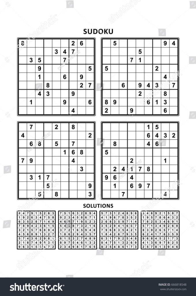 Four Sudoku Puzzles Comfortable Easy Yet Stock Vector (Royalty Free | Printable Easy Sudoku Sheets