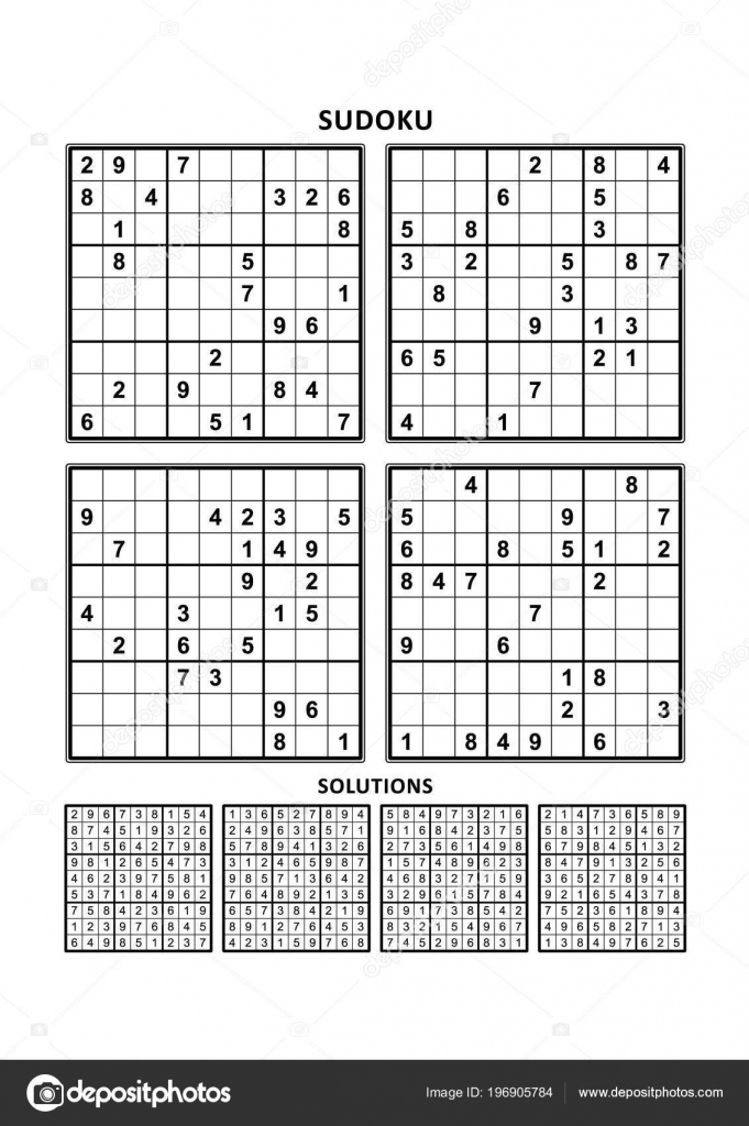 Four Sudoku Puzzles Comfortable Easy Yet Very Easy Level Letter | Sudoku Printable A4