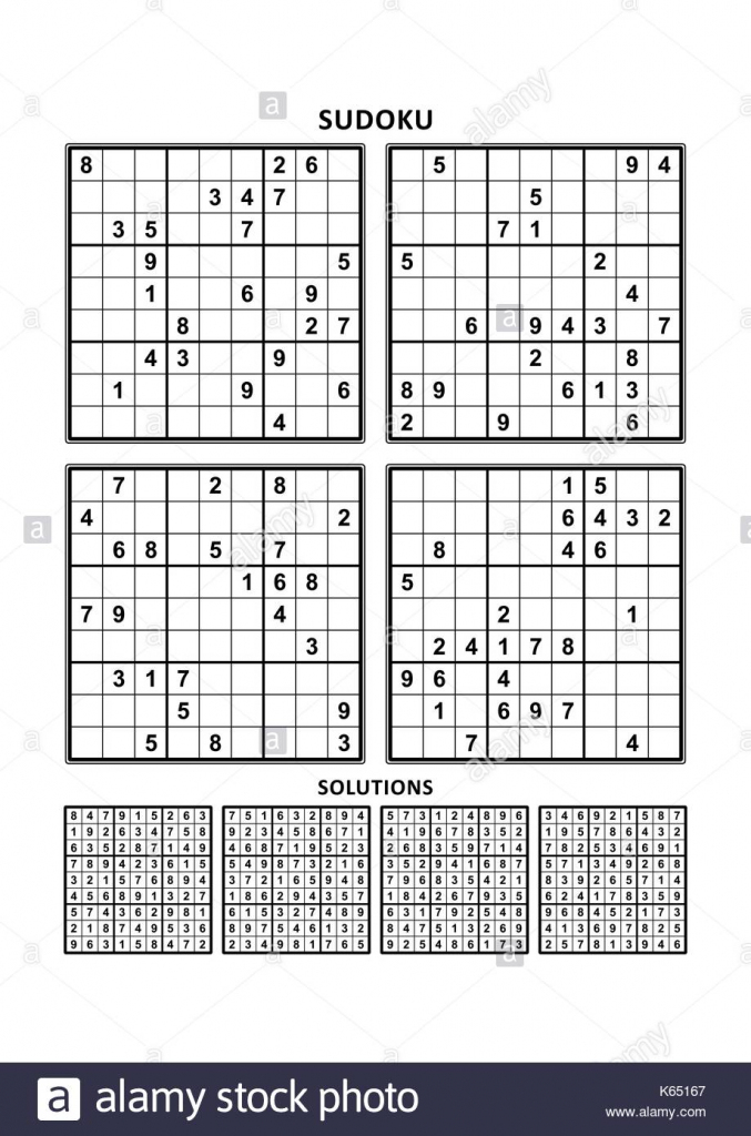 Four Sudoku Puzzles Of Comfortable (Easy, Yet Not Very Easy) Level | 6 Printable Sudoku Per Page With Solution