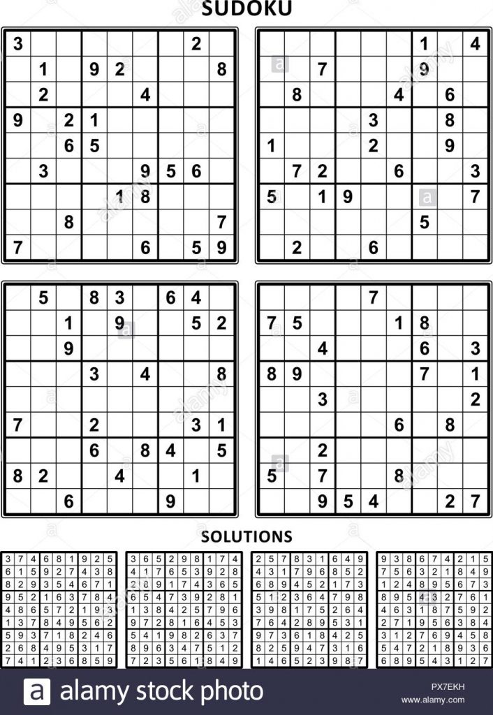 four sudoku puzzles of comfortable easy yet not very
