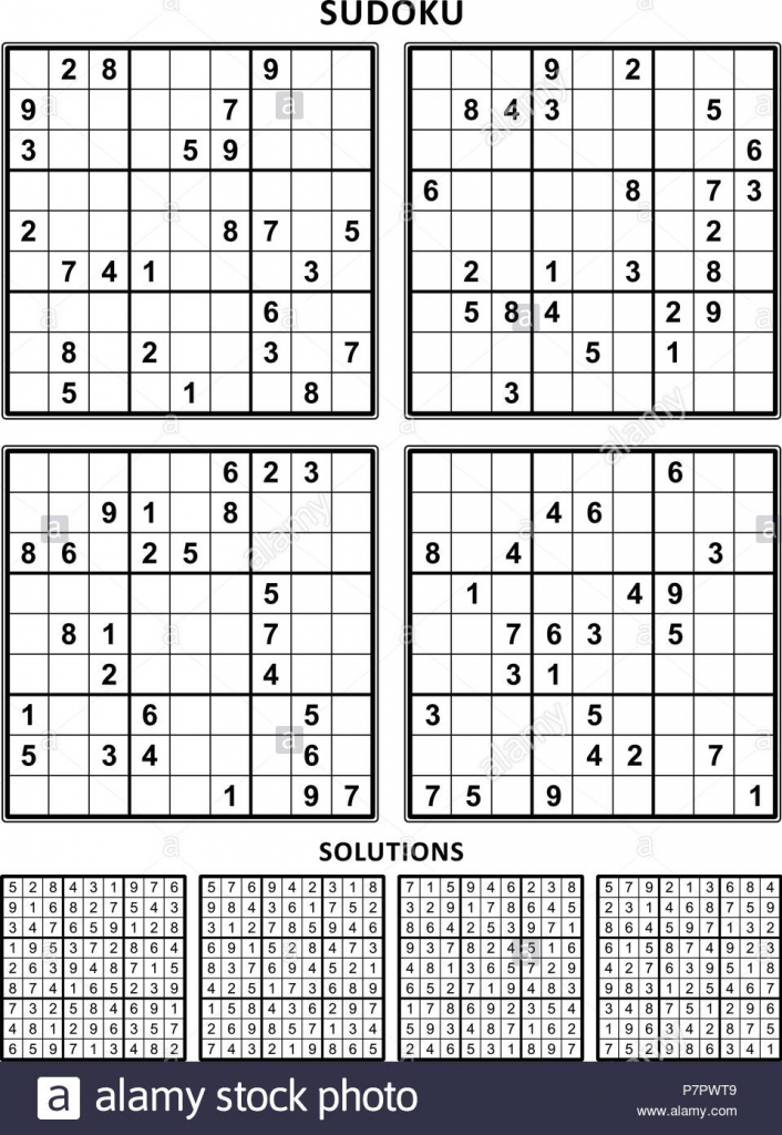 Four Sudoku Puzzles Of Comfortable (Easy, Yet Not Very Easy) Level | Sudoku Printable A4