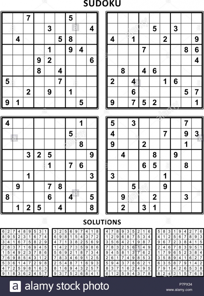 Four Sudoku Puzzles Of Comfortable Level, On A4 Or Letter Sized Page | 6 Printable Sudoku Per Page With Solution