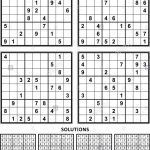 Four Sudoku Puzzles Of Comfortable Level, On A4 Or Letter Sized Page | Printable Large Sudoku