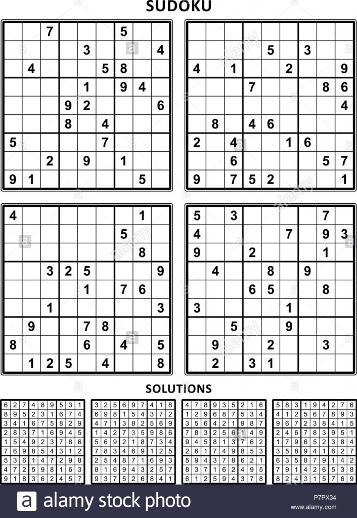 four sudoku puzzles of comfortable level on a4 or letter sized page