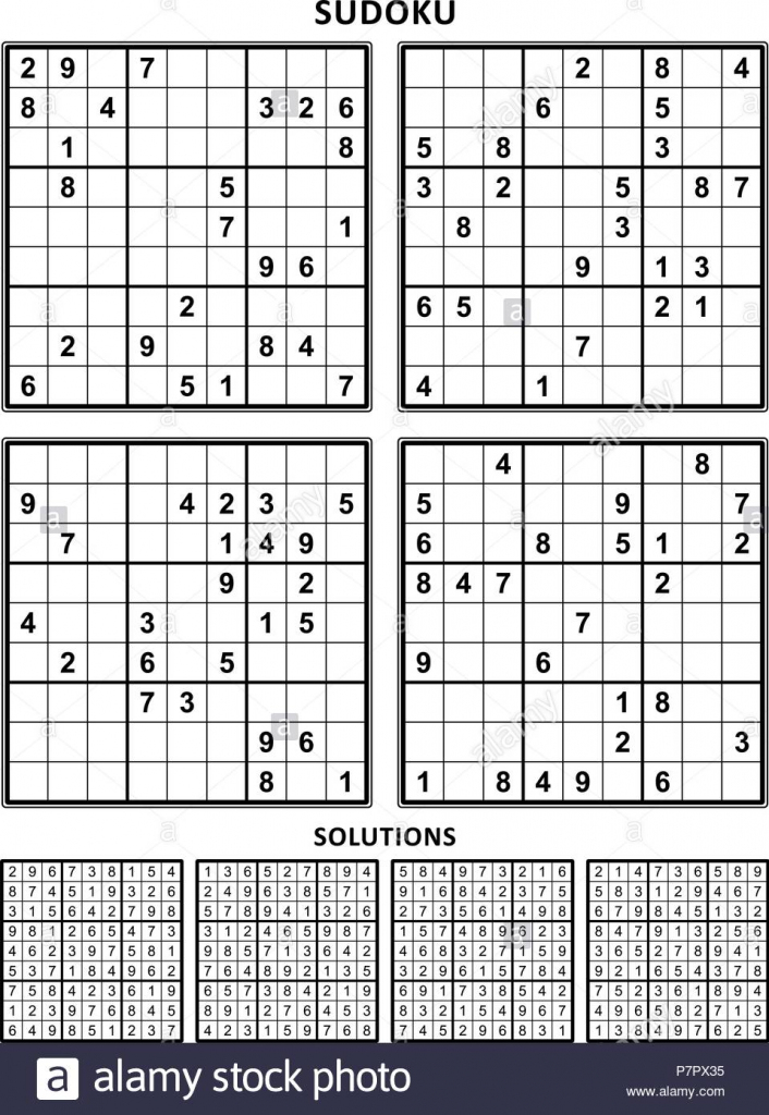 Four Sudoku Puzzles Of Comfortable Level, On A4 Or Letter Sized Page | Printable Letter Sudoku Puzzles