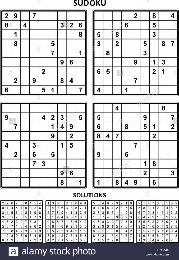 four sudoku puzzles of comfortable level on a4 or letter sized page