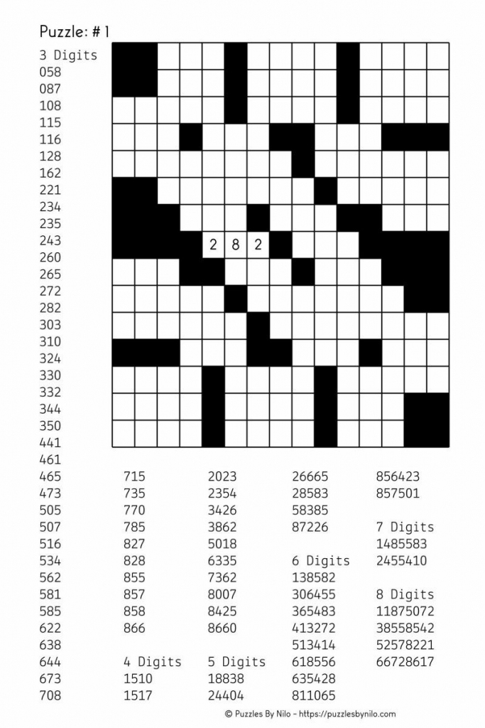 Free Downloadable Number Fill In Puzzle - # 001 - Get Yours Now | Word Sudoku Printable Download