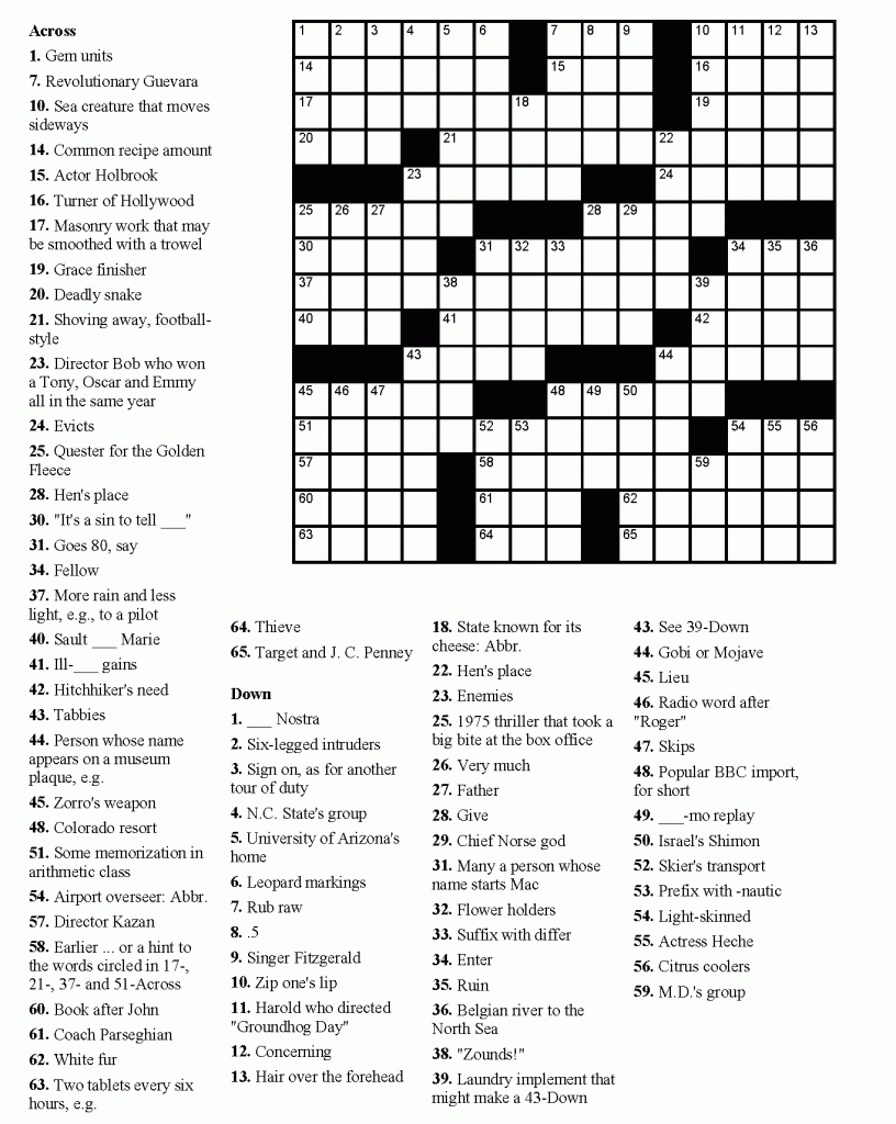 Free Printable Crossword Puzzles Easy For Adults | My Board | Printable Sudoku Usa Today