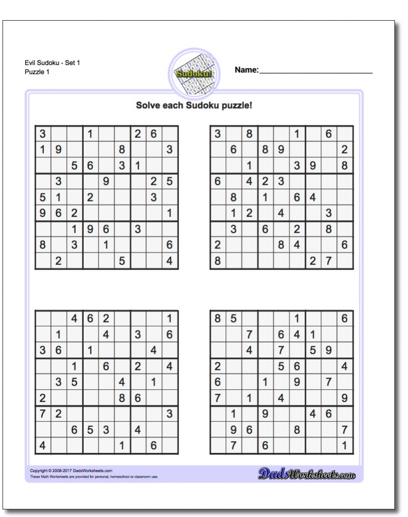 free triple printable sudoku puzzles