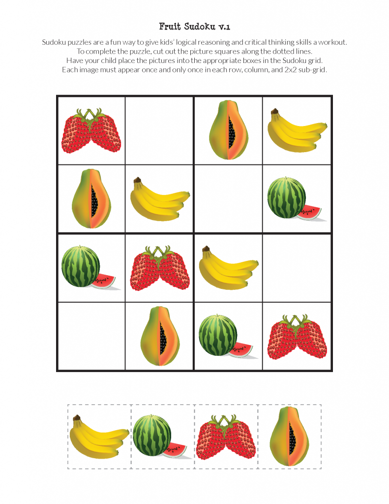 Fruit Sudoku Puzzles {Free Printables} | Bc Eten - Groenten En Fruit | Printable Sudoku For Kindergarten