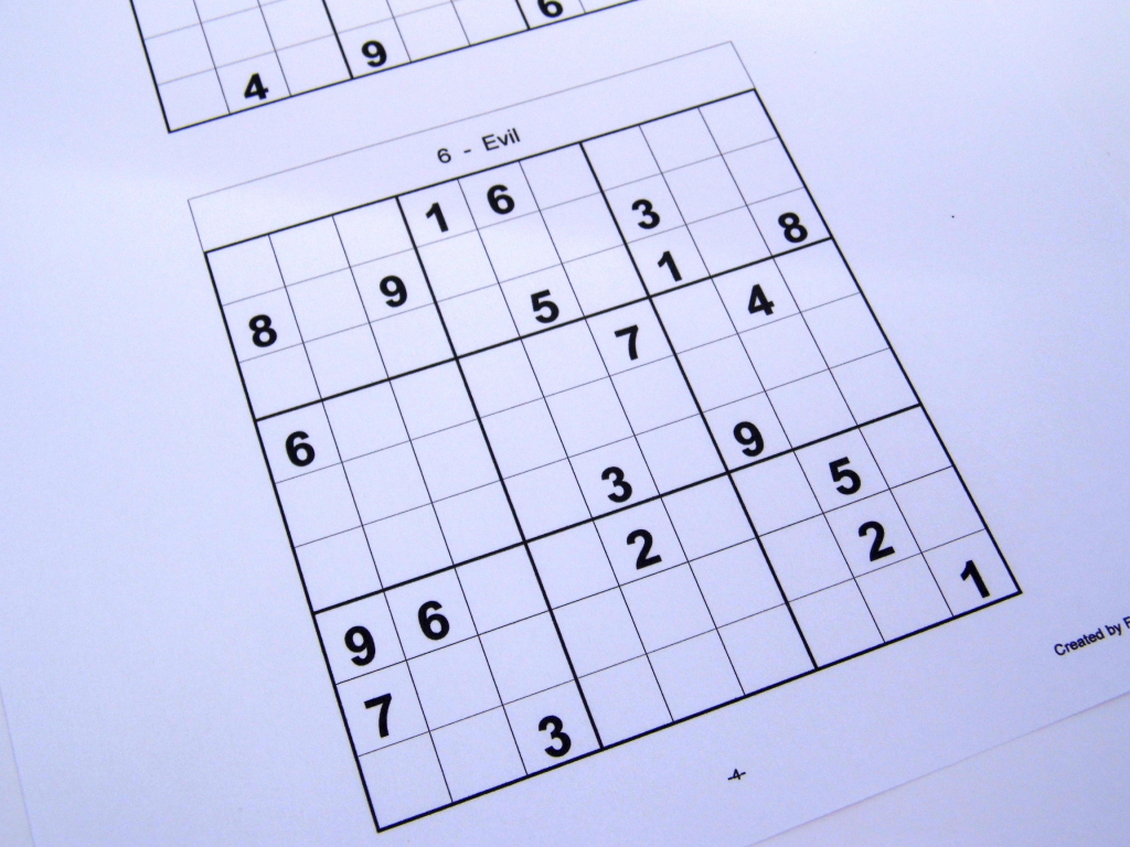 Hard Printable Sudoku Puzzles 6 Per Page – Book 1 – Free Sudoku Puzzles | Hard Printable Sudoku 4 Per Page