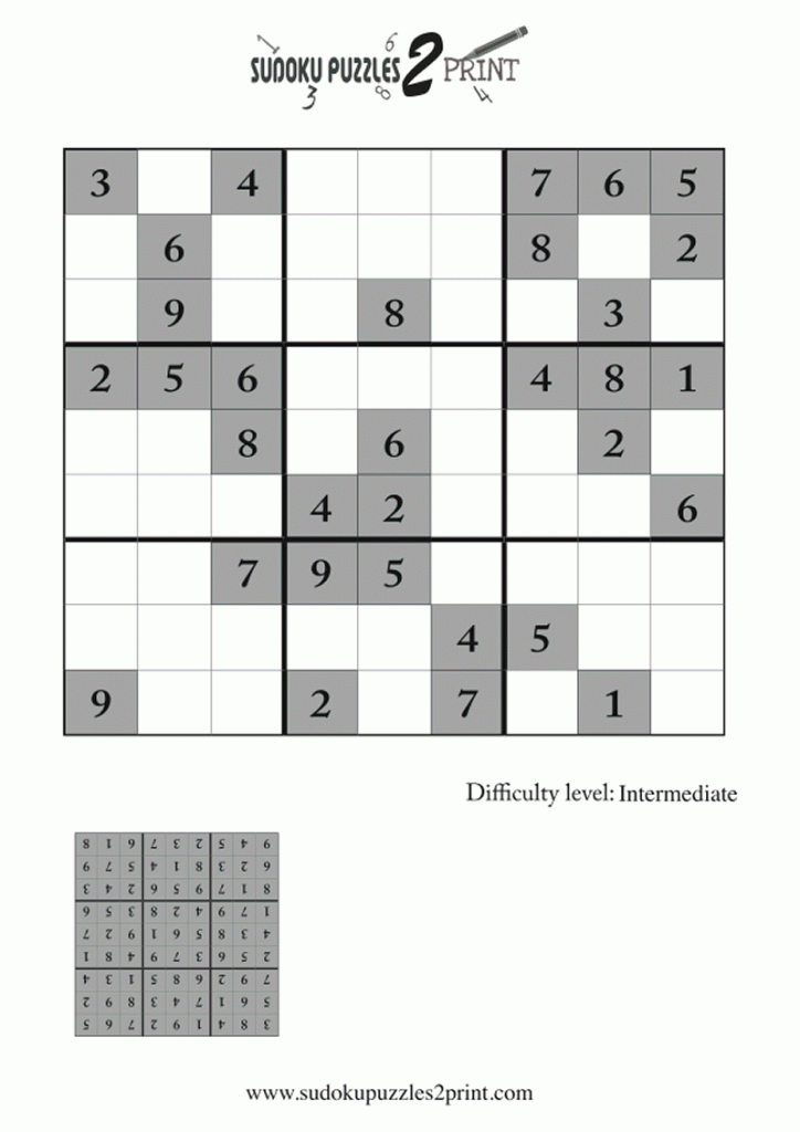 Intermediate Sudoku Puzzle 6 | Printable Sudoku Intermediate