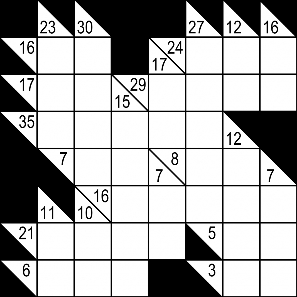 Kakuro - Wikipedia | Free Printable Sudoku Kakuro