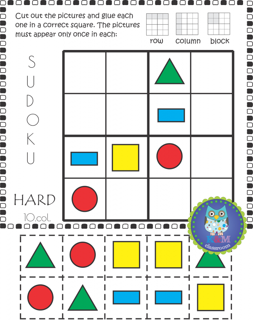 Km Classroom: 2D Shapes Activities, Worksheets, Posters, Games And More | Printable Sudoku With Shapes