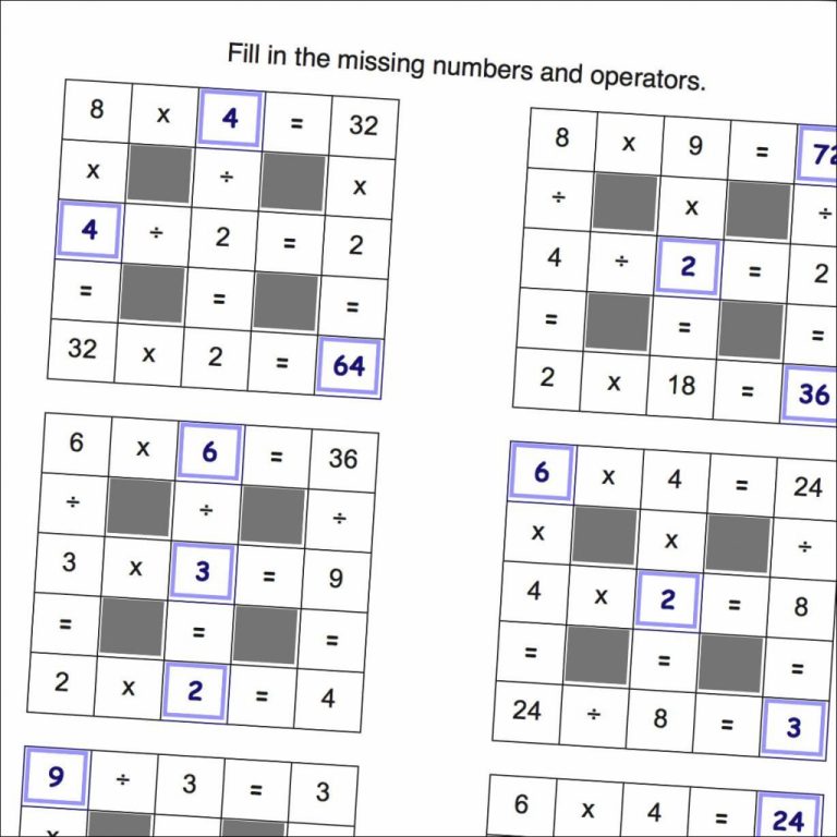 Math Worksheets Multiplication And Division Grid Puzzle Worksheets Printable Sudoku Billions 