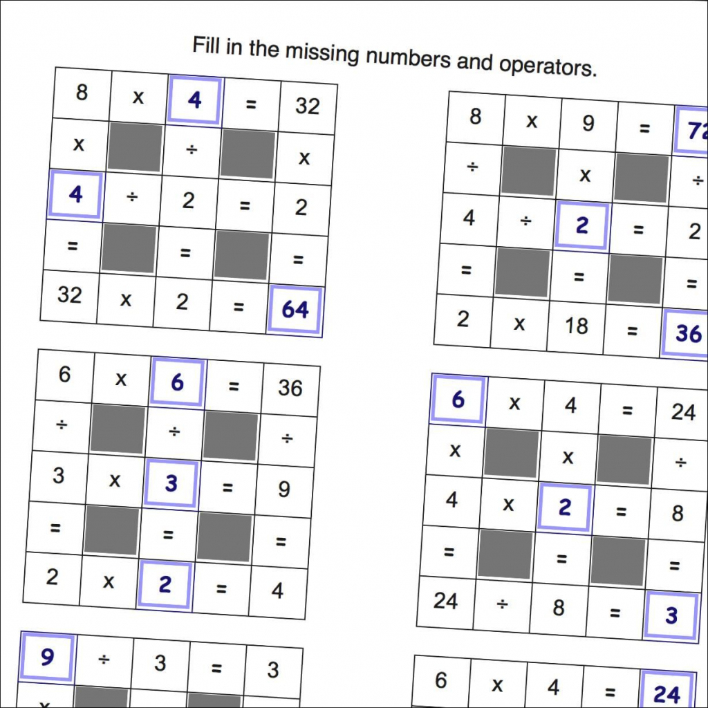 Math Worksheets: Multiplication And Division Grid Puzzle Worksheets | Printable Sudoku Billions