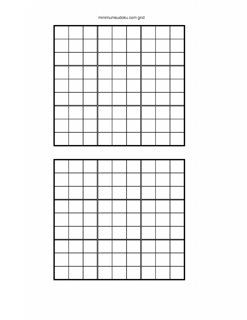 Minimum Sudoku | Printable Sudoku Grids 2 Per Page