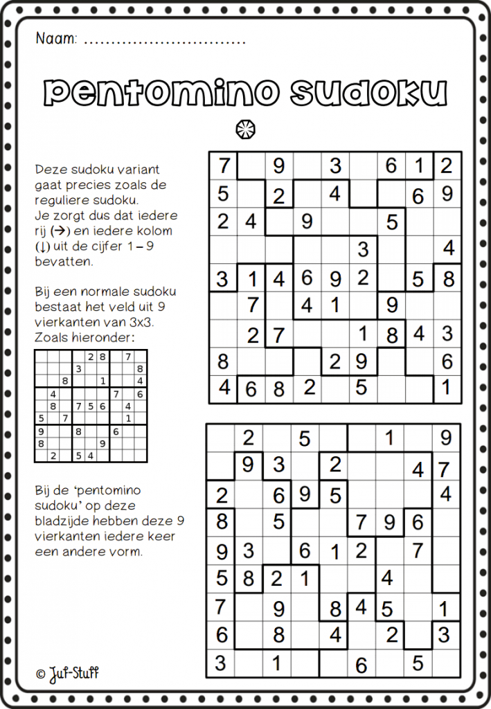 Pentomino Sudoku | Crazy For Suduko | Classroom Games, Flipped | Printable Crazy Sudoku