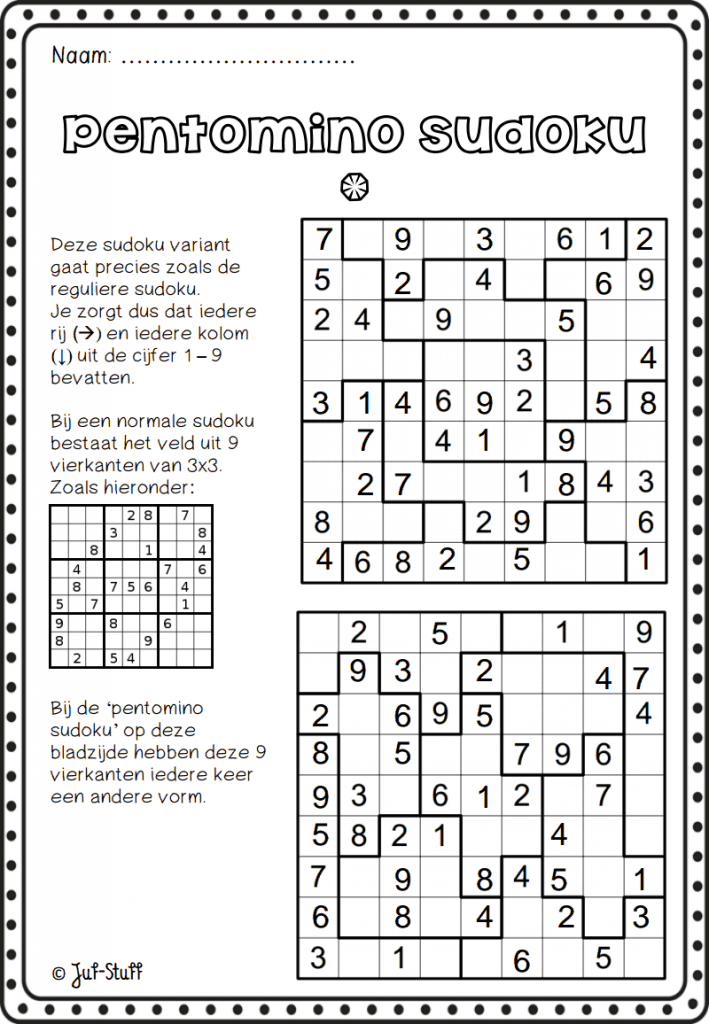 Pentomino Sudoku | Crazy For Suduko | Classroom Games, Flipped | Sudoku Printable Tes