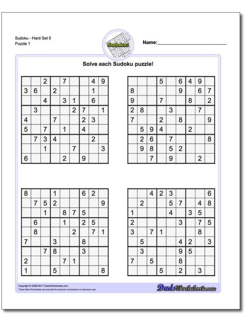 Pindadsworksheets On Math Worksheets Sudoku Puzzles Math Printable 