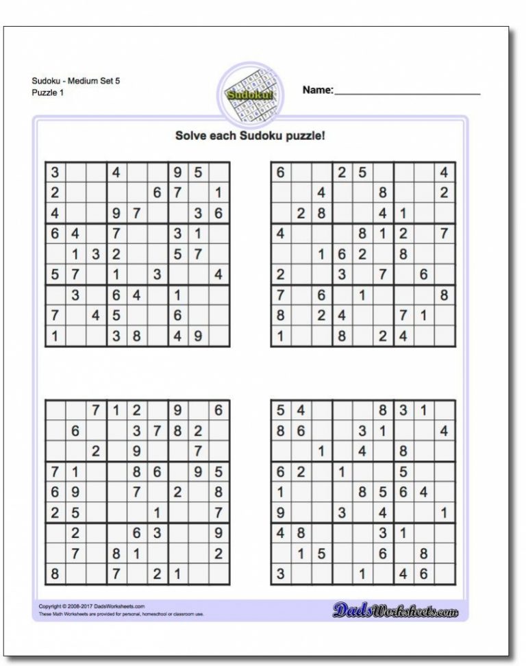 Pindadsworksheets On Math Worksheets Sudoku Puzzles Math Printable Sudoku 4 Per Page Blank 