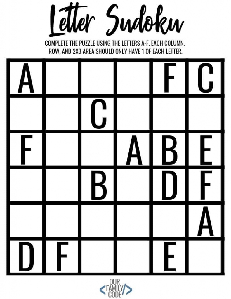 Practice Logical Reasoning With Letter Sudoku Unplugged Activity For | Sudoku 2X3 Printable