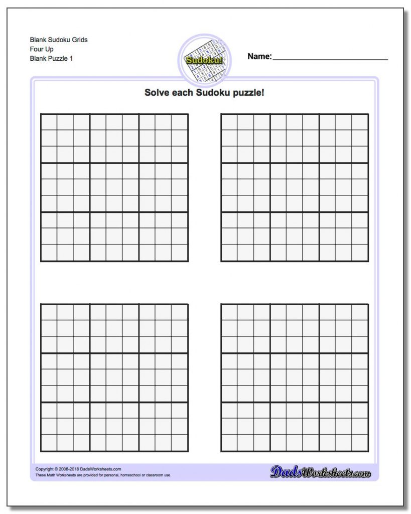 blank sudoku grid to fill in
