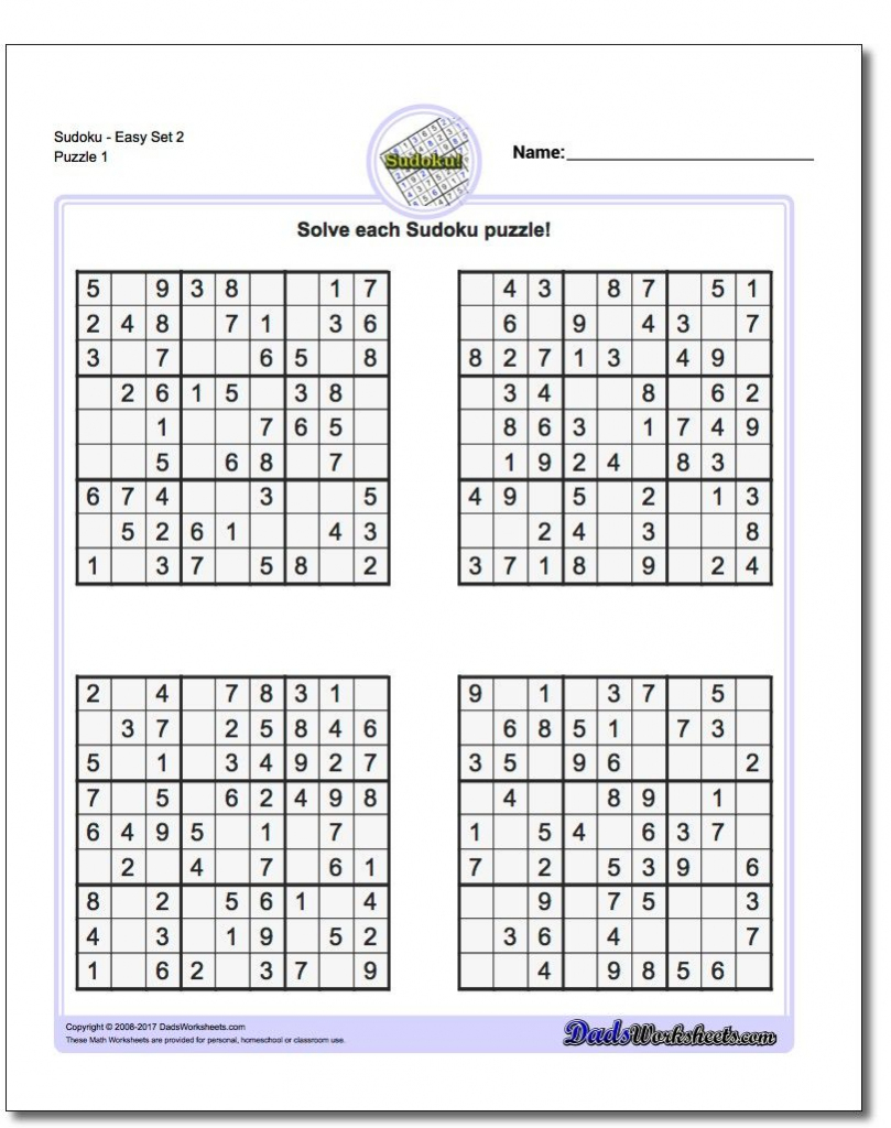 Printable Easy Sudoku | Math Worksheets | Math Worksheets, Free | Printable Math Sudoku