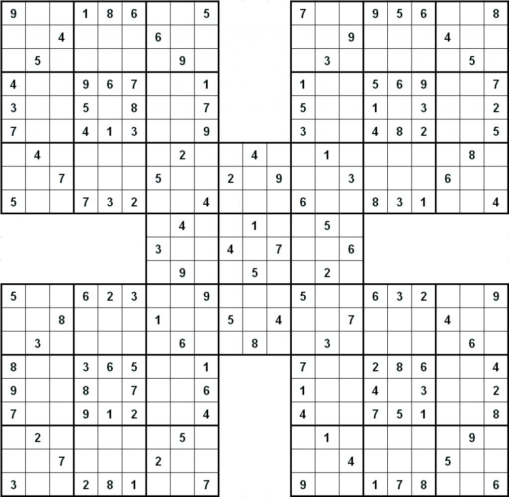 Printable Sudoku | Printable Sudoku Five Squares