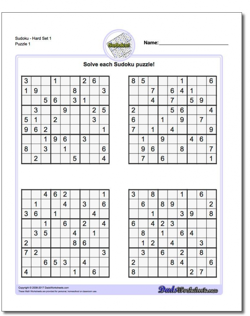 Printable Sudoku Puzzles | Math Worksheets | Sudoku Puzzles, Math | Free Printable Sudoku Worksheets