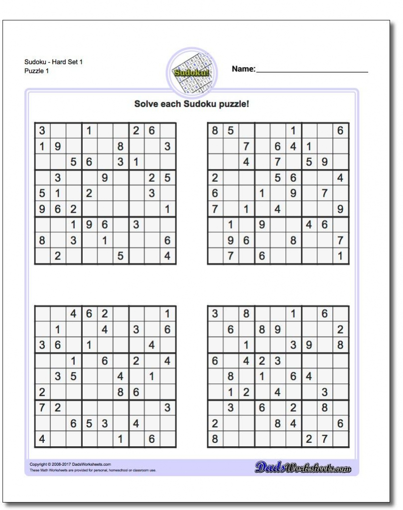 Printable Sudoku Puzzles | Math Worksheets | Sudoku Puzzles, Math | Free Printable Sudoku