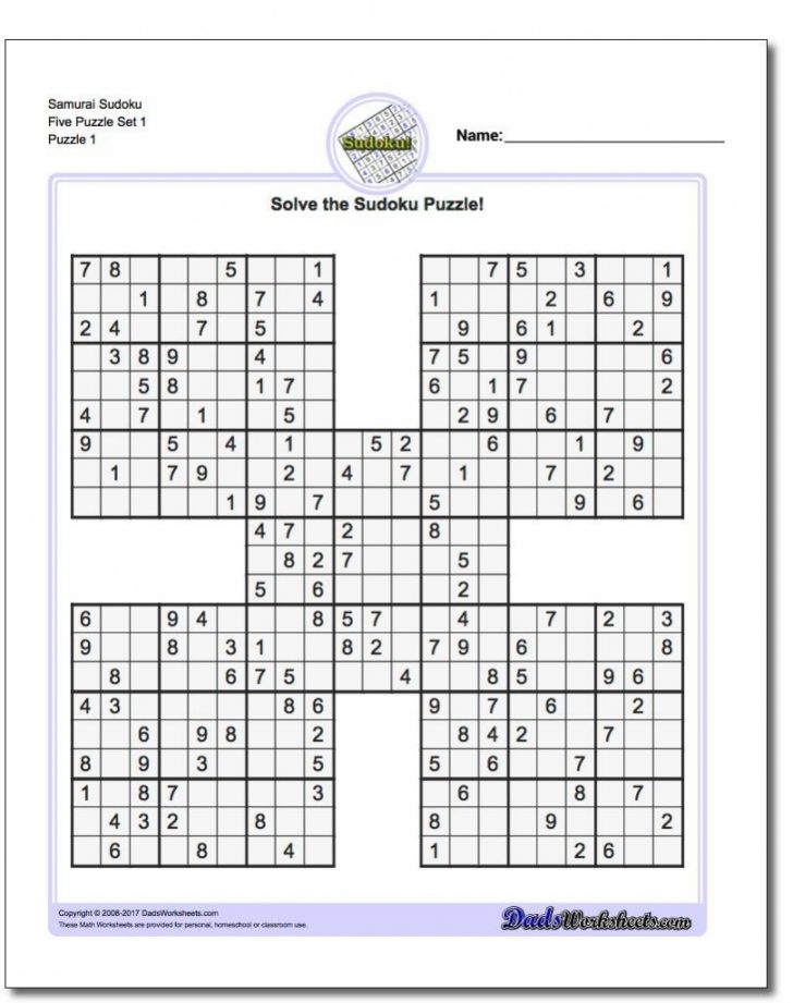 Printable Sudoku Samurai! Give These Puzzles A Try, And You'll Be 5