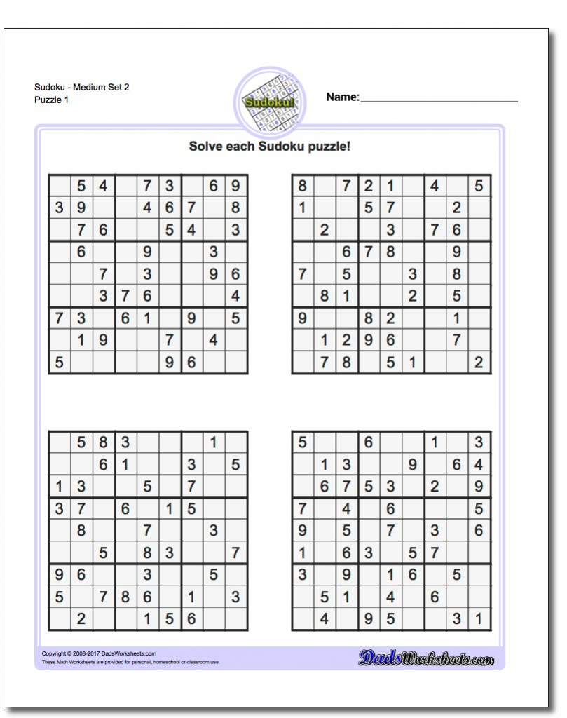 medium level sudoku printable