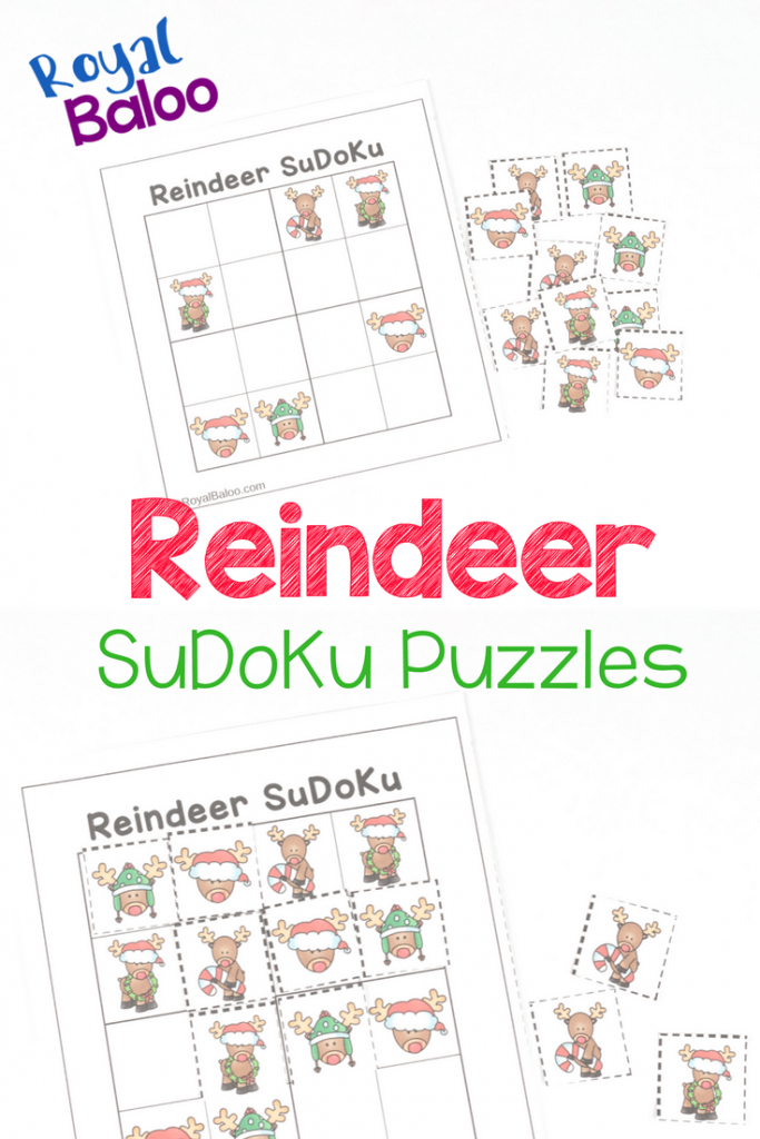 Reindeer Sudoku Puzzles - Christmas Logic Fun - Royal Baloo | Printable Christmas Sudoku Puzzles